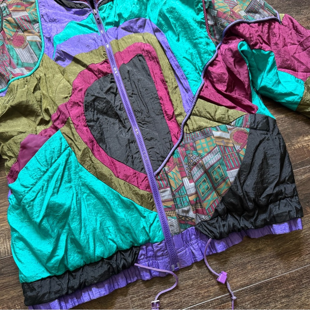 Vintage Brayan 80s-90s Colorblock Ski windbreaker jacket - Picture 3 of 7